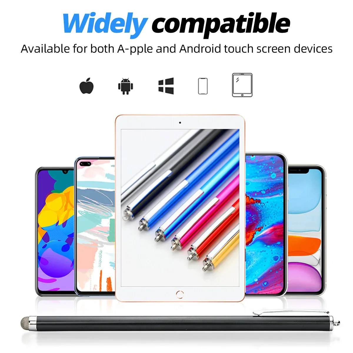 Stylet capacitif long 18,5 mm pour tablette et smartphone, compatible iPhone, Samsung, iPad et Android 5