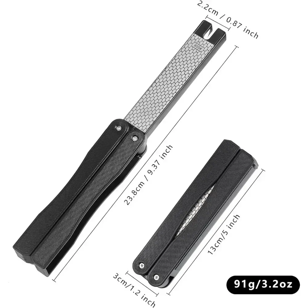 Affûteur de couteaux pliable double face, grain 400/600, pierre à aiguiser pour cuisine, randonnée et plein air, camping, portable 6