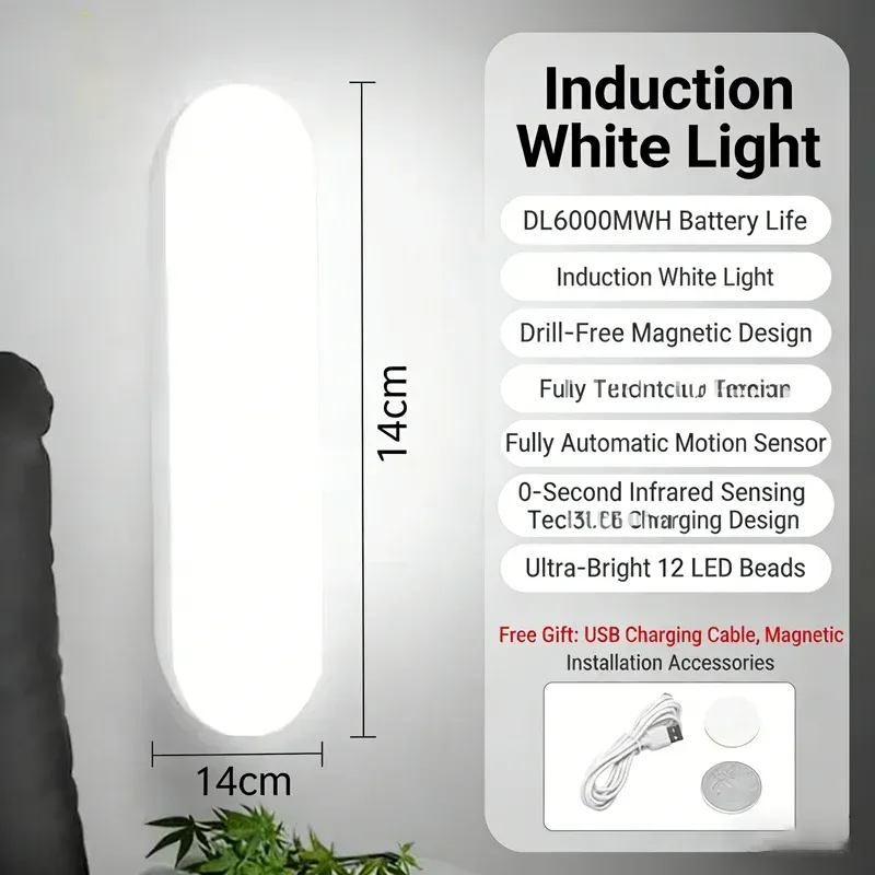 Lampe LED sans fil à détecteur de mouvement, rechargeable par USB et magnétique, idéale pour armoire et chambre 9
