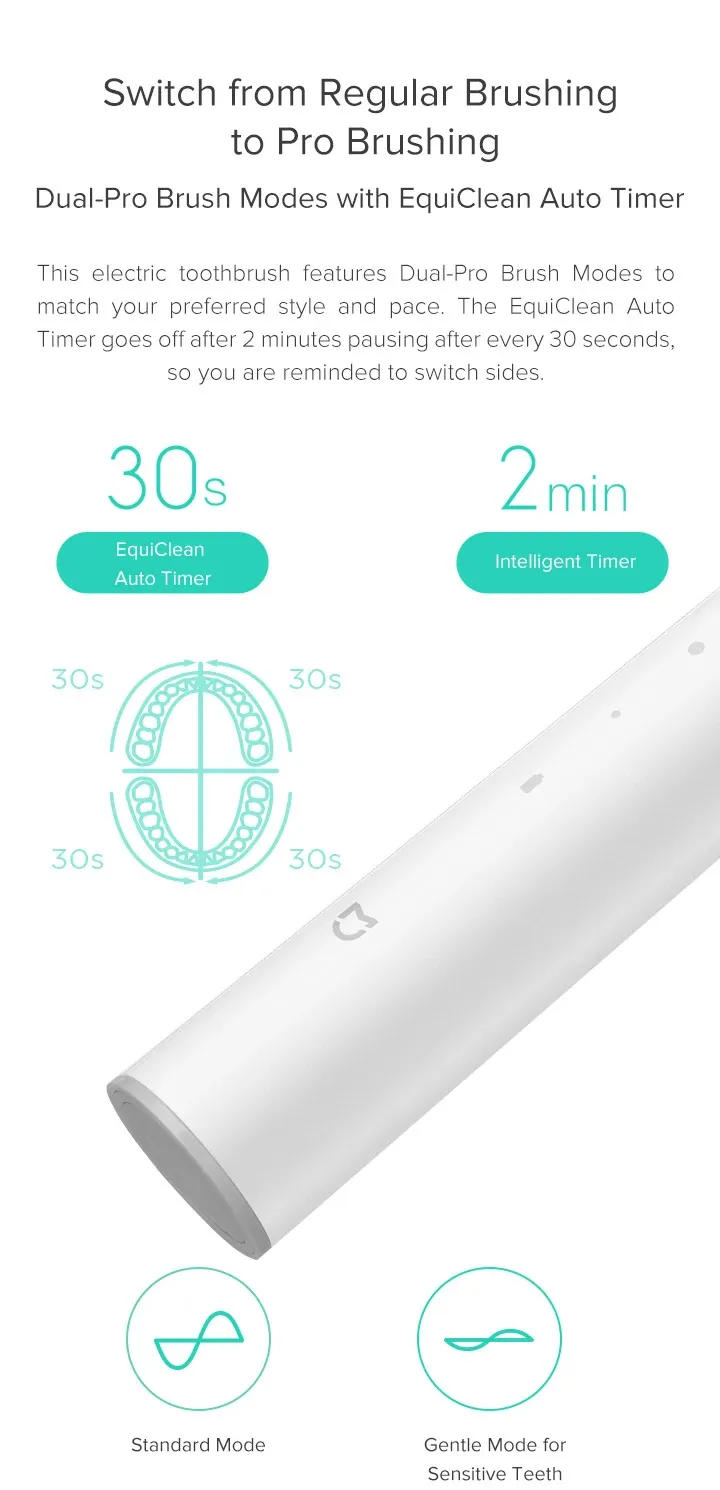 Modes standard et doux de la brosse à dents MIJIA T300