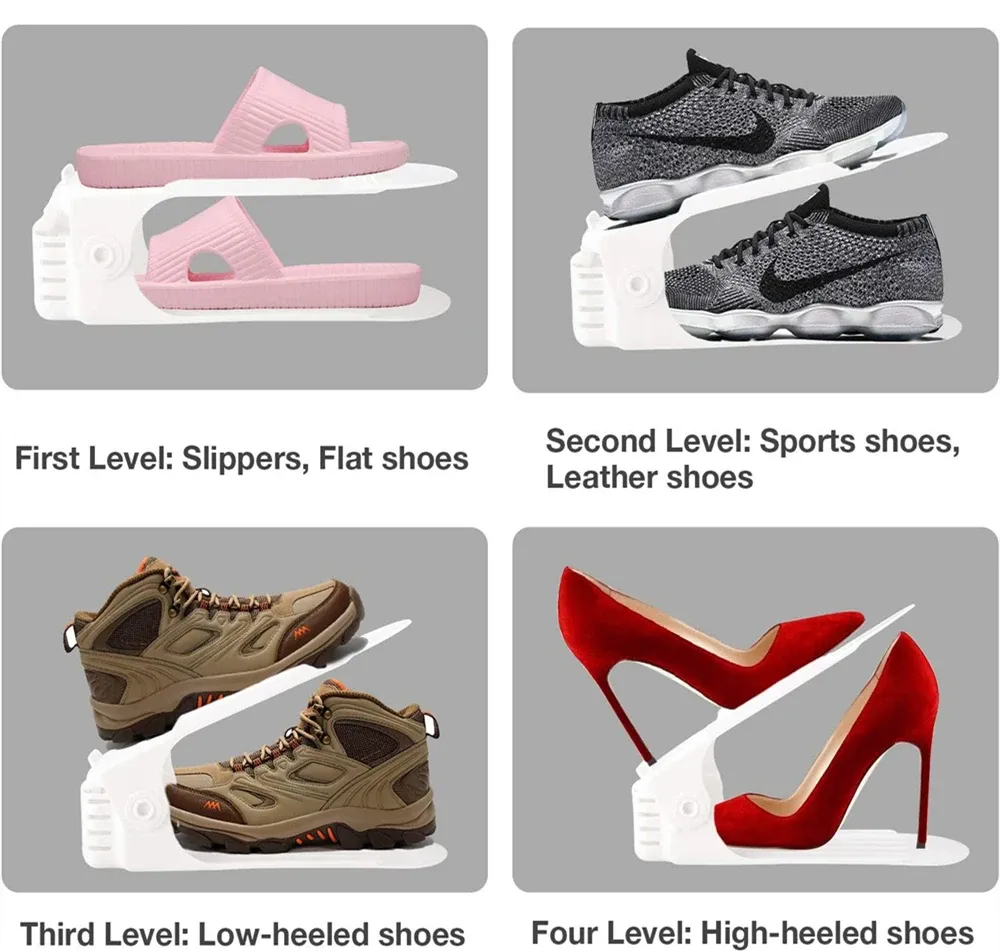 Organisateur de chaussures double couche vu de face