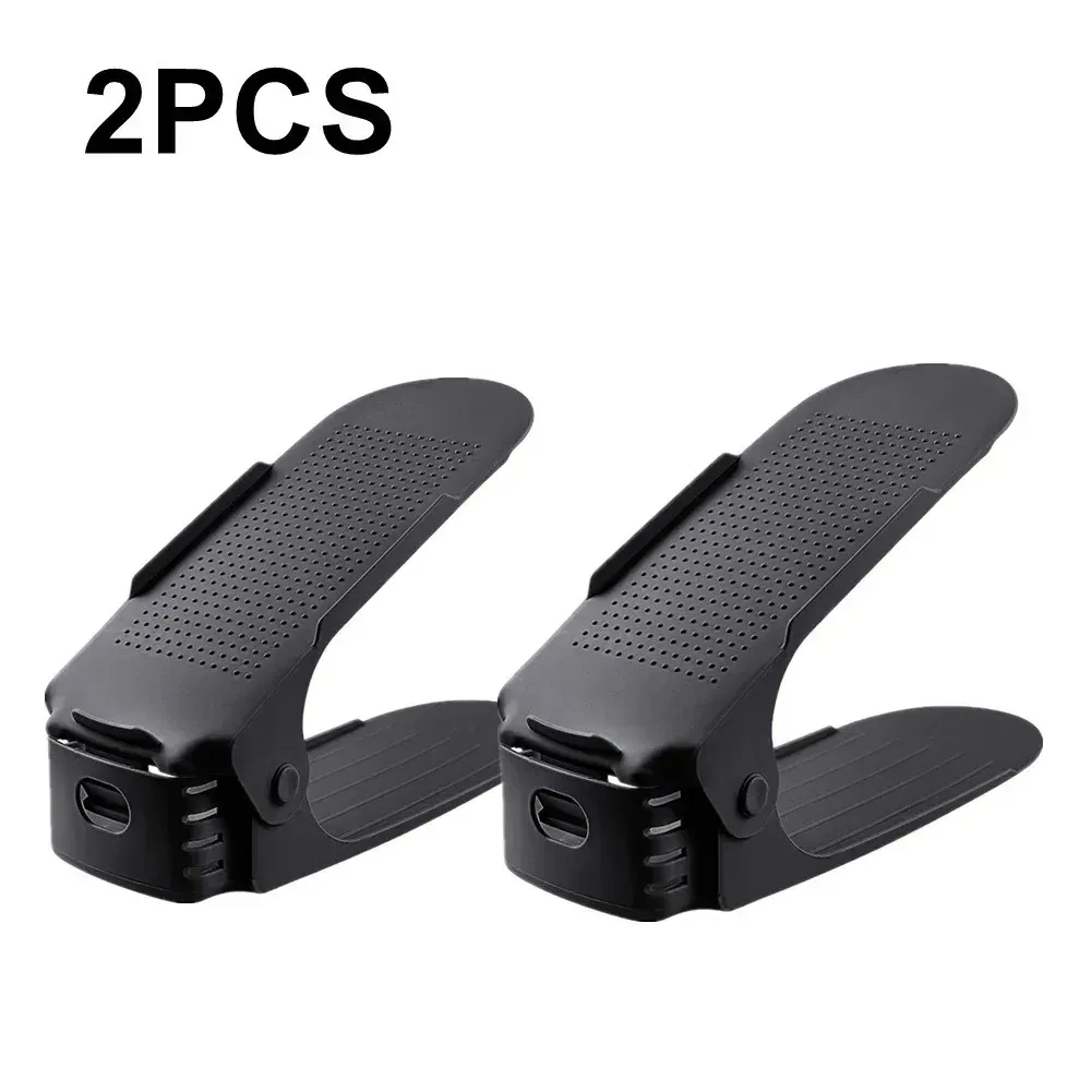 Organisateur à chaussures peu encombrant, étagère réglable de 2 à 14 paires, étagère double couche pour placard, blanc et noir 8