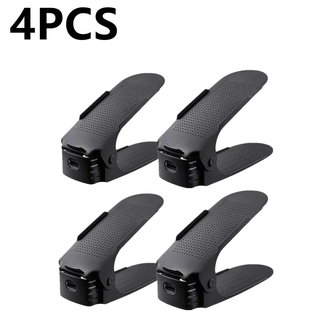 Organisateur à chaussures peu encombrant, étagère réglable de 2 à 14 paires, étagère double couche pour placard, blanc et noir 10