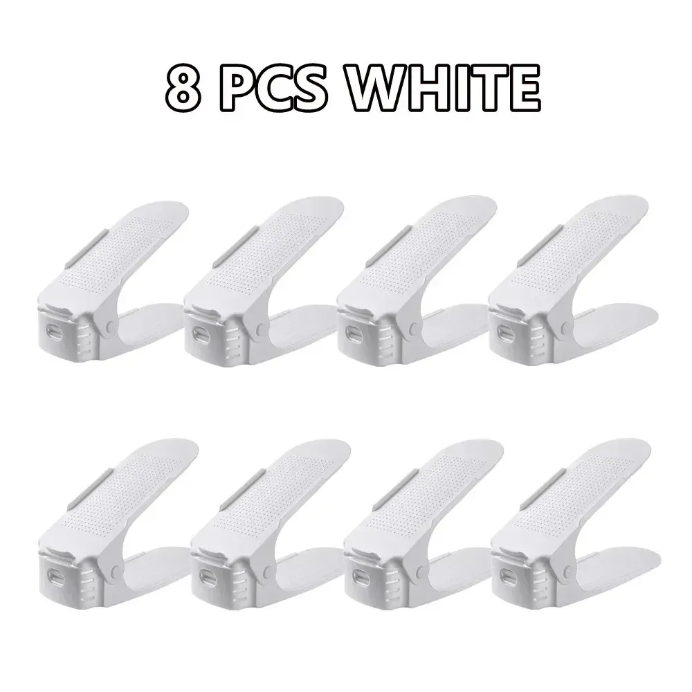 Organisateur à chaussures peu encombrant, étagère réglable de 2 à 14 paires, étagère double couche pour placard, blanc et noir 16