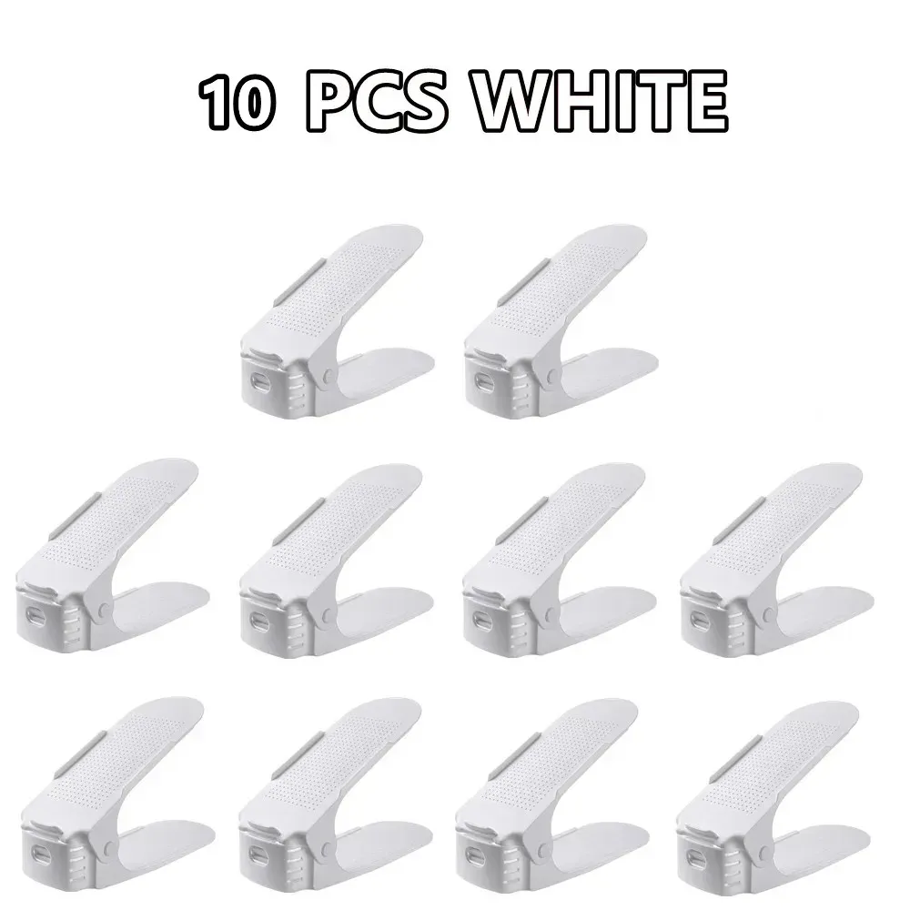 Organisateur à chaussures peu encombrant, étagère réglable de 2 à 14 paires, étagère double couche pour placard, blanc et noir 18