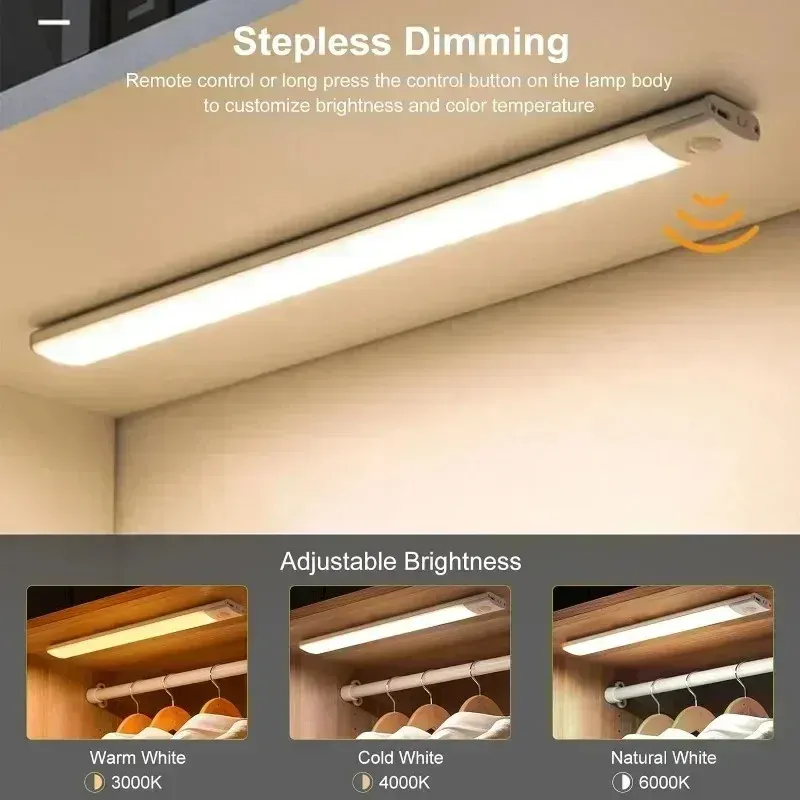Veilleuse LED sans fil rechargeable par USB avec capteur de mouvement, à installer sous armoire pour cuisine et chambre