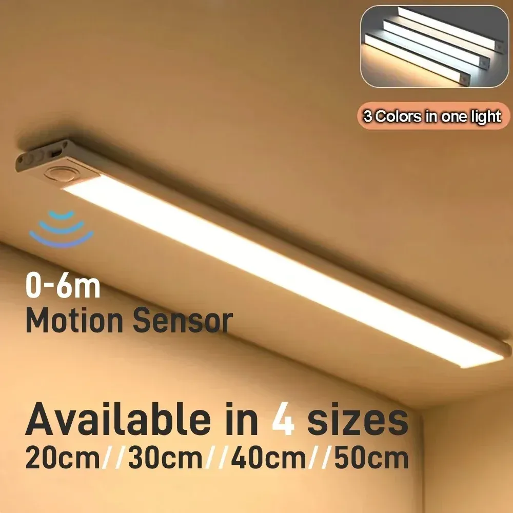 Veilleuse LED sans fil rechargeable par USB avec capteur de mouvement, à installer sous armoire pour cuisine et chambre 2
