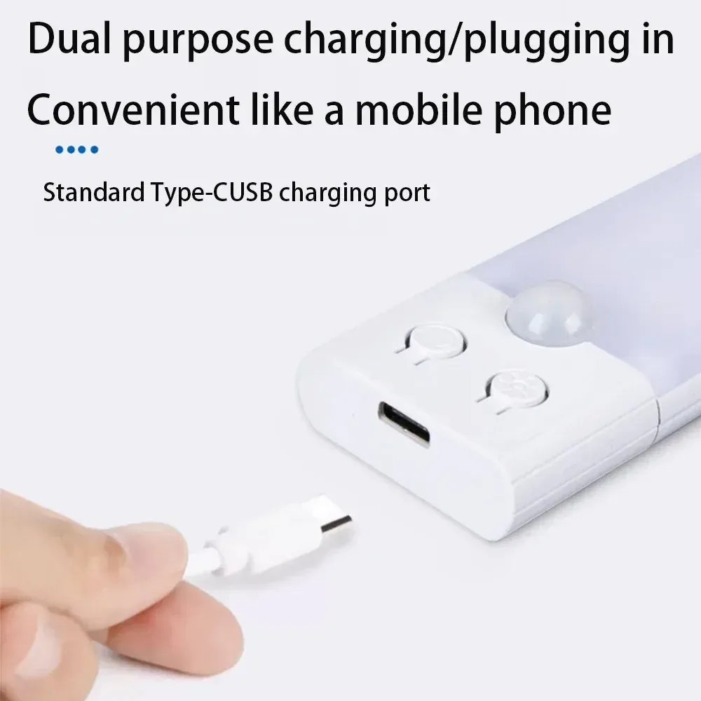 Veilleuse LED sans fil rechargeable par USB avec capteur de mouvement, à installer sous armoire pour cuisine et chambre 4