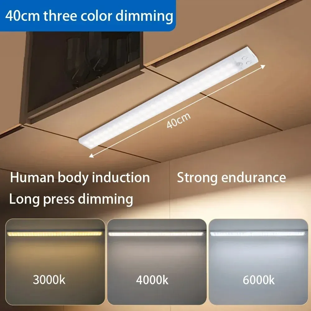 Veilleuse LED sans fil rechargeable par USB avec capteur de mouvement, à installer sous armoire pour cuisine et chambre 7