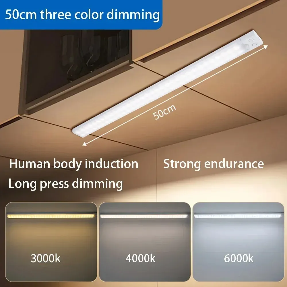 Veilleuse LED sans fil rechargeable par USB avec capteur de mouvement, à installer sous armoire pour cuisine et chambre 8