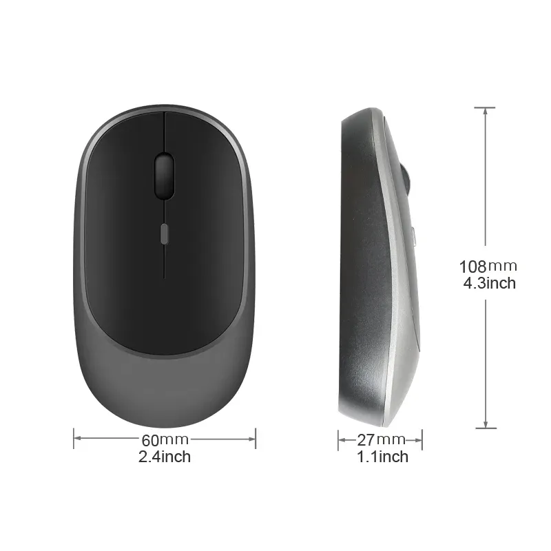 Souris sans fil rechargeable à double mode, Bluetooth et USB 2.4 GHz, compatible ordinateur portable, tablette, PC et MacBook 6
