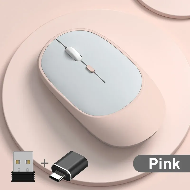 Souris sans fil rechargeable à double mode, Bluetooth et USB 2.4 GHz, compatible ordinateur portable, tablette, PC et MacBook 10