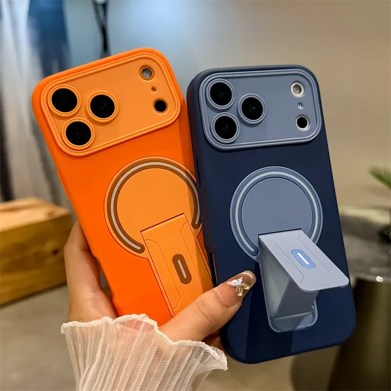 Support pliable de luxe magnétique pour coque mate MagSafe pour iPhone 17, 16, 15, 14, 13, 12, 11, 18 Pro Max Plus, coque pare-chocs à grande fenêtre