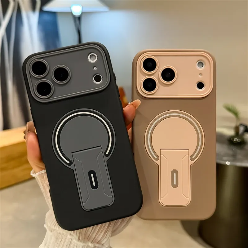 Support pliable de luxe magnétique pour coque mate MagSafe pour iPhone 17, 16, 15, 14, 13, 12, 11, 18 Pro Max Plus, coque pare-chocs à grande fenêtre 3