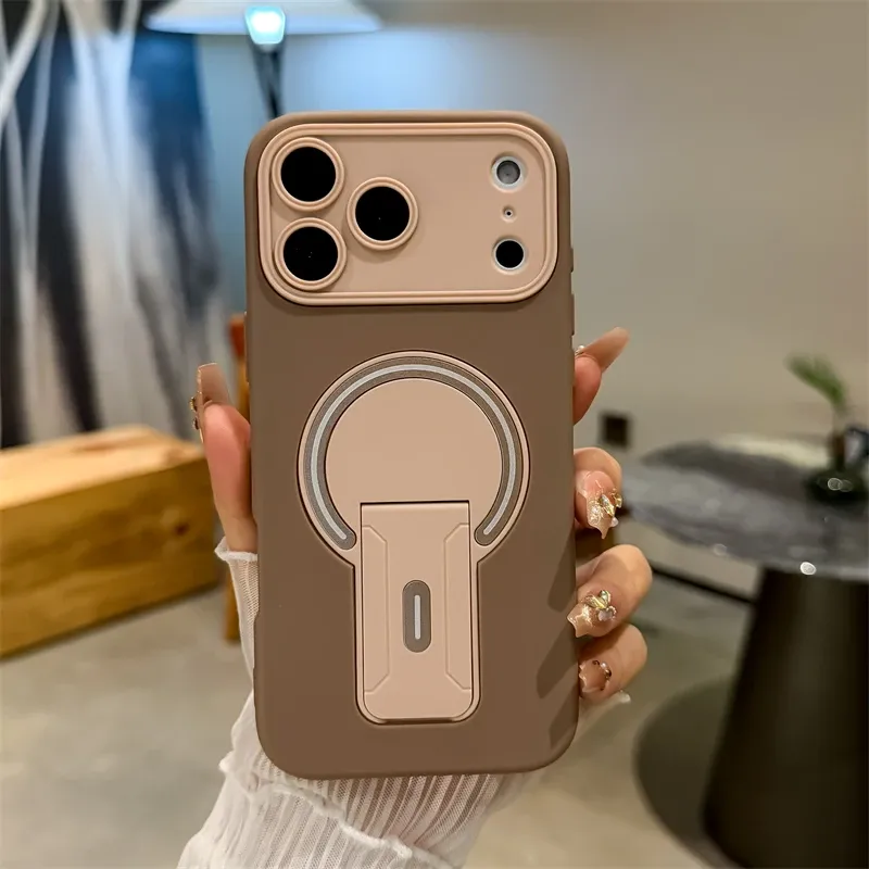 Support pliable de luxe magnétique pour coque mate MagSafe pour iPhone 17, 16, 15, 14, 13, 12, 11, 18 Pro Max Plus, coque pare-chocs à grande fenêtre 8
