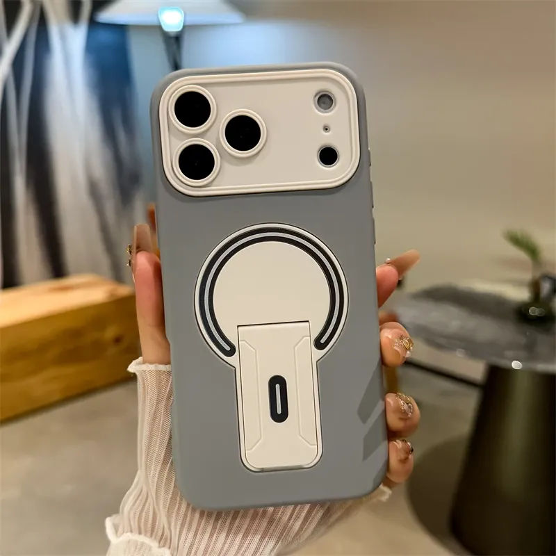 Support pliable de luxe magnétique pour coque mate MagSafe pour iPhone 17, 16, 15, 14, 13, 12, 11, 18 Pro Max Plus, coque pare-chocs à grande fenêtre 7
