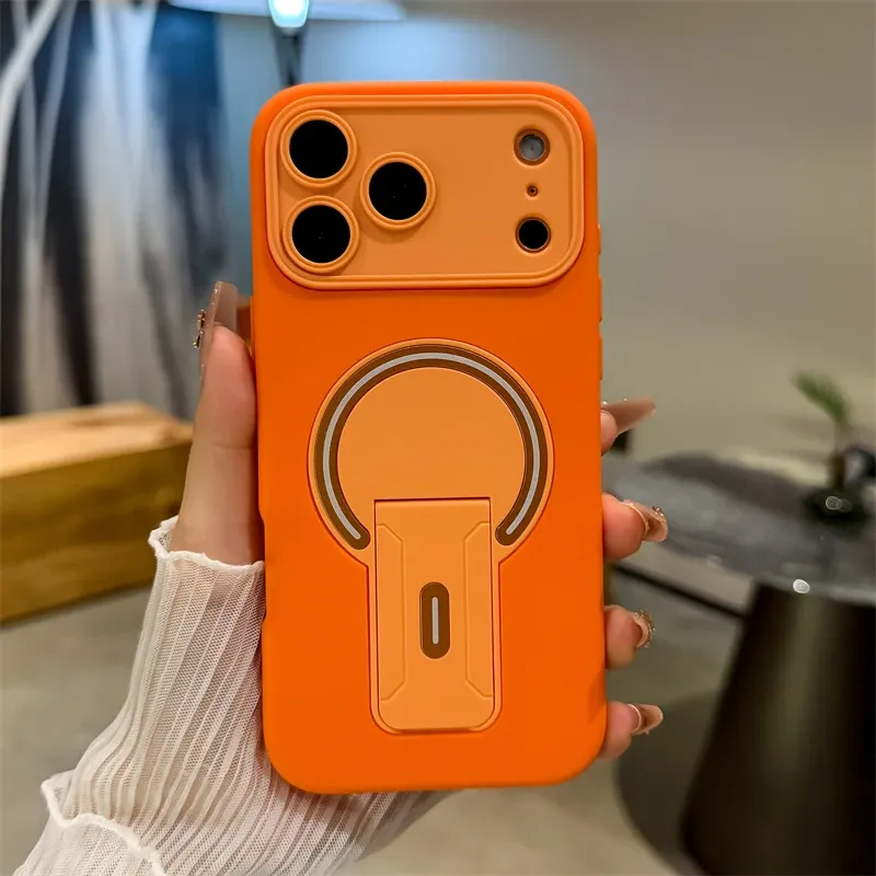 Support pliable de luxe magnétique pour coque mate MagSafe pour iPhone 17, 16, 15, 14, 13, 12, 11, 18 Pro Max Plus, coque pare-chocs à grande fenêtre 10