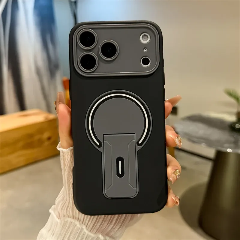Support pliable de luxe magnétique pour coque mate MagSafe pour iPhone 17, 16, 15, 14, 13, 12, 11, 18 Pro Max Plus, coque pare-chocs à grande fenêtre 9