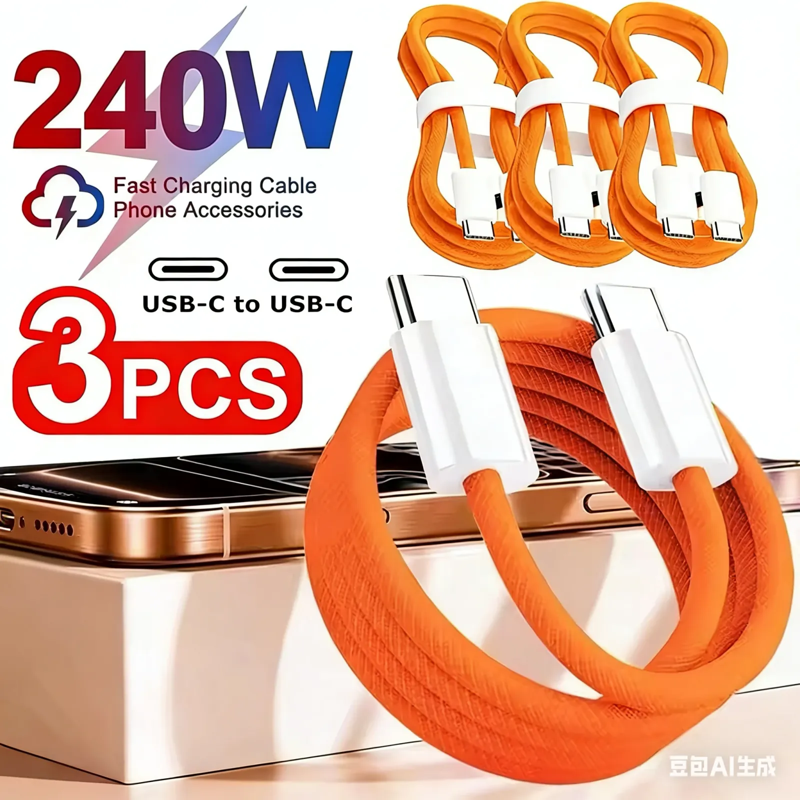 Présentation du lot de 3 câbles USB-C vers USB-C