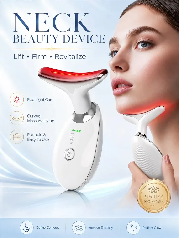 Appareil de lifting visage et cou à LED avec masseur facial et cervical raffermissant