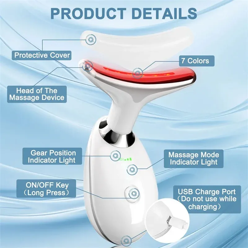 Appareil de lifting visage et cou à LED avec masseur facial et cervical raffermissant 3