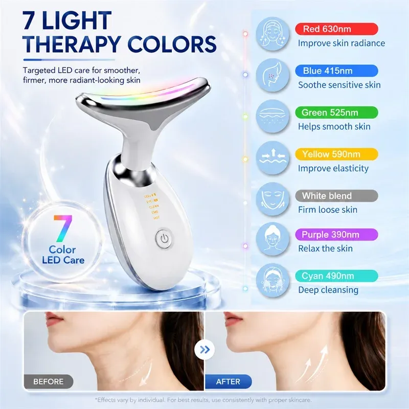 Appareil de lifting visage et cou à LED avec masseur facial et cervical raffermissant 2