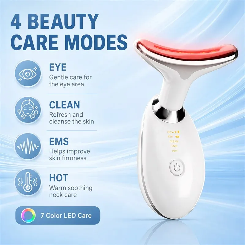 Appareil de lifting visage et cou à LED avec masseur facial et cervical raffermissant 4