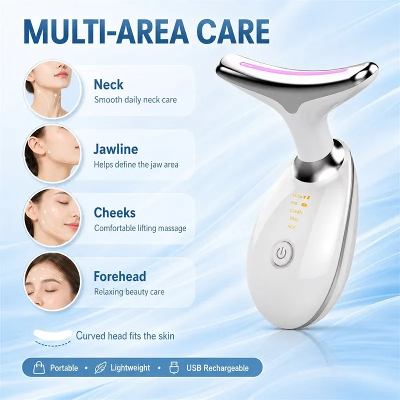 Appareil de lifting visage et cou à LED avec masseur facial et cervical raffermissant 5