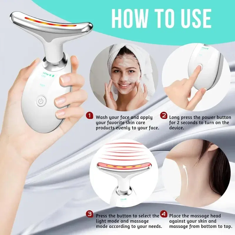 Appareil de lifting visage et cou à LED avec masseur facial et cervical raffermissant 6