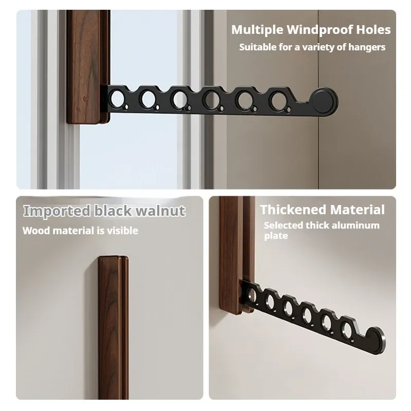 Cintre en bois pliable avec support mural et organisateur de vêtements invisible pour un gain de place optimal 5