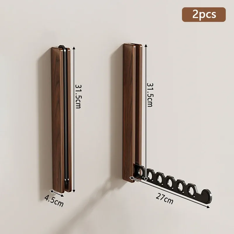 Cintre en bois pliable avec support mural et organisateur de vêtements invisible pour un gain de place optimal 9