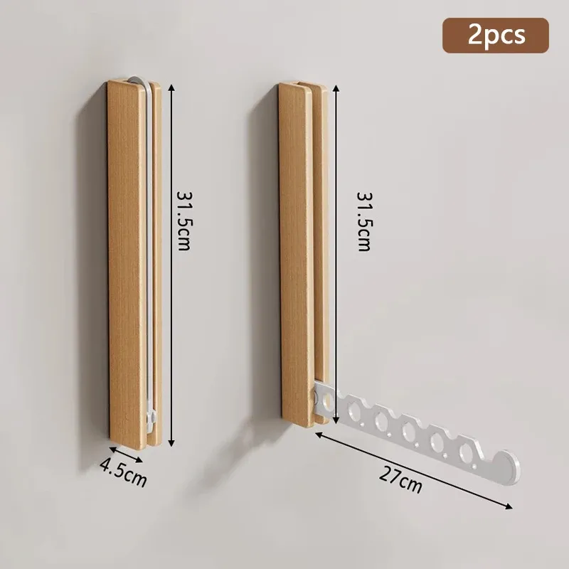 Cintre en bois pliable avec support mural et organisateur de vêtements invisible pour un gain de place optimal 7