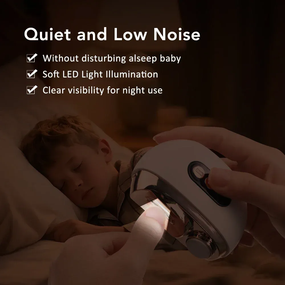 Coupe-ongles électrique 2 en 1 rechargeable par USB avec lime et lumière LED, pour adultes, seniors et bébés 5