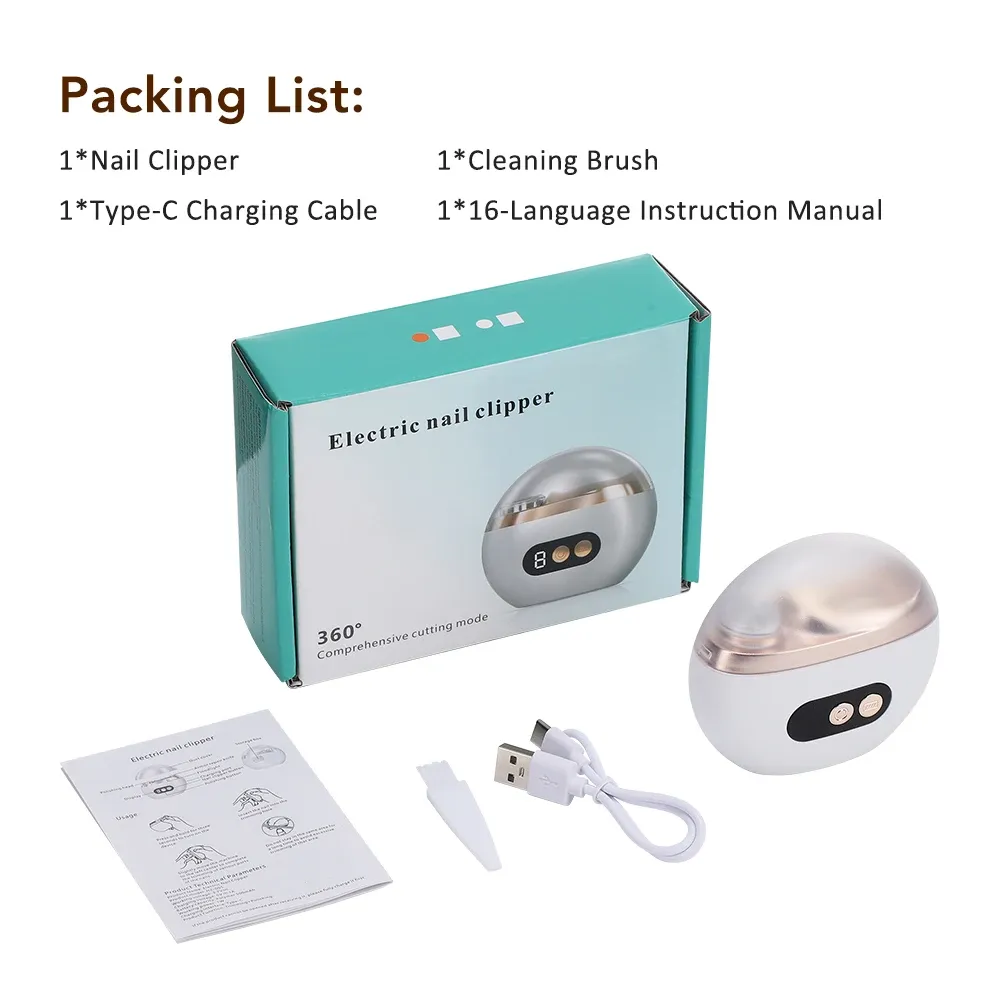 Coupe-ongles électrique 2 en 1 rechargeable par USB avec lime et lumière LED, pour adultes, seniors et bébés 8