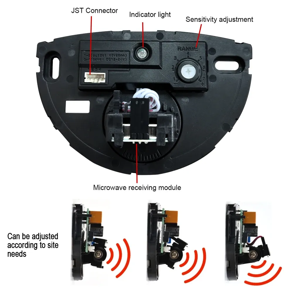 Capteur radar micro-ondes filaire pour porte automatique coulissante, 24,125 GHz, 12 V / 24 V, détection de présence 3