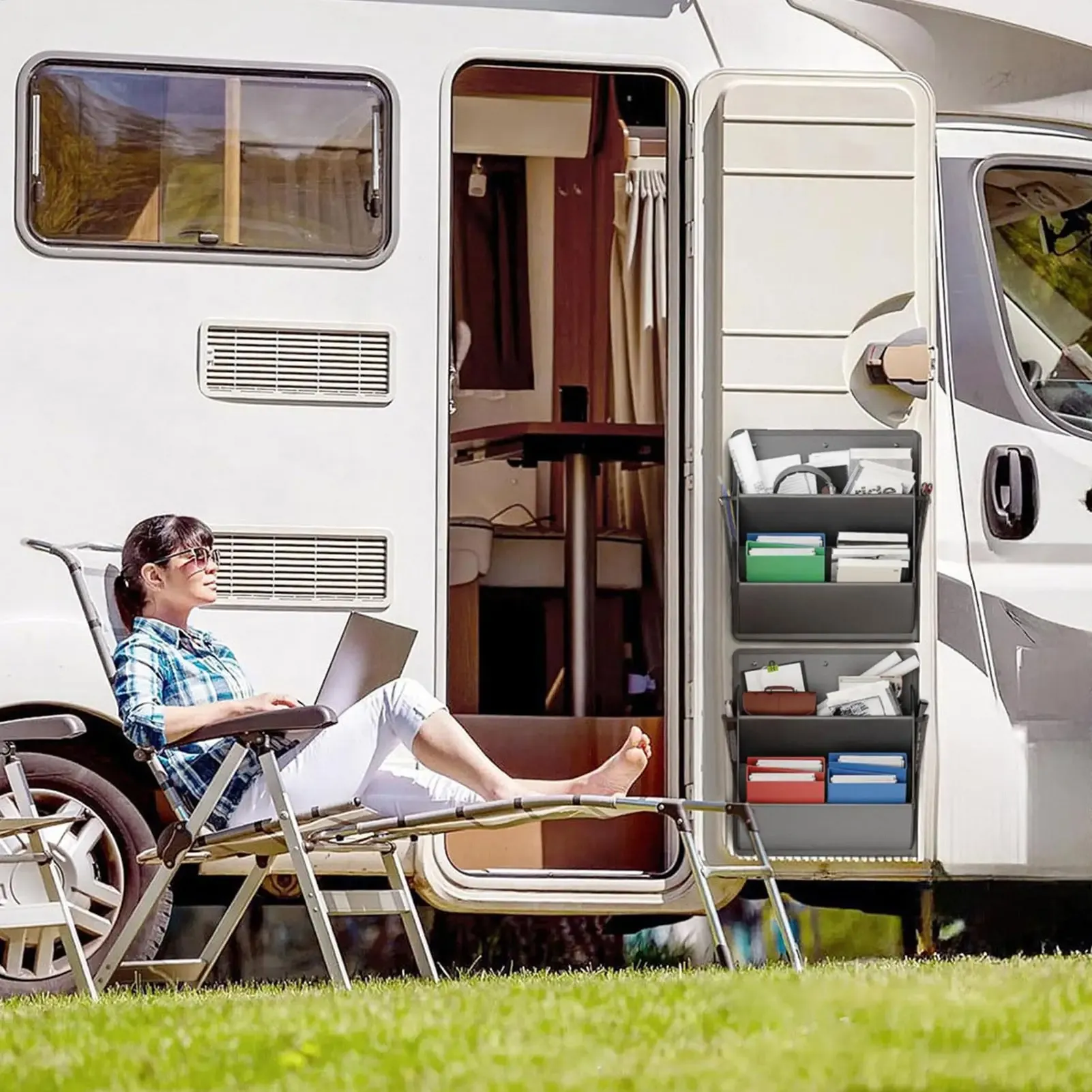Organisateur de rangement suspendu pour porte en tissu Oxford, idéal pour chaussures, accessoires de camping-car et placard de chambre 6