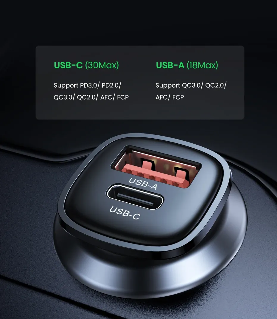 Ports USB-C PD 3.0 et USB-A QC 3.0