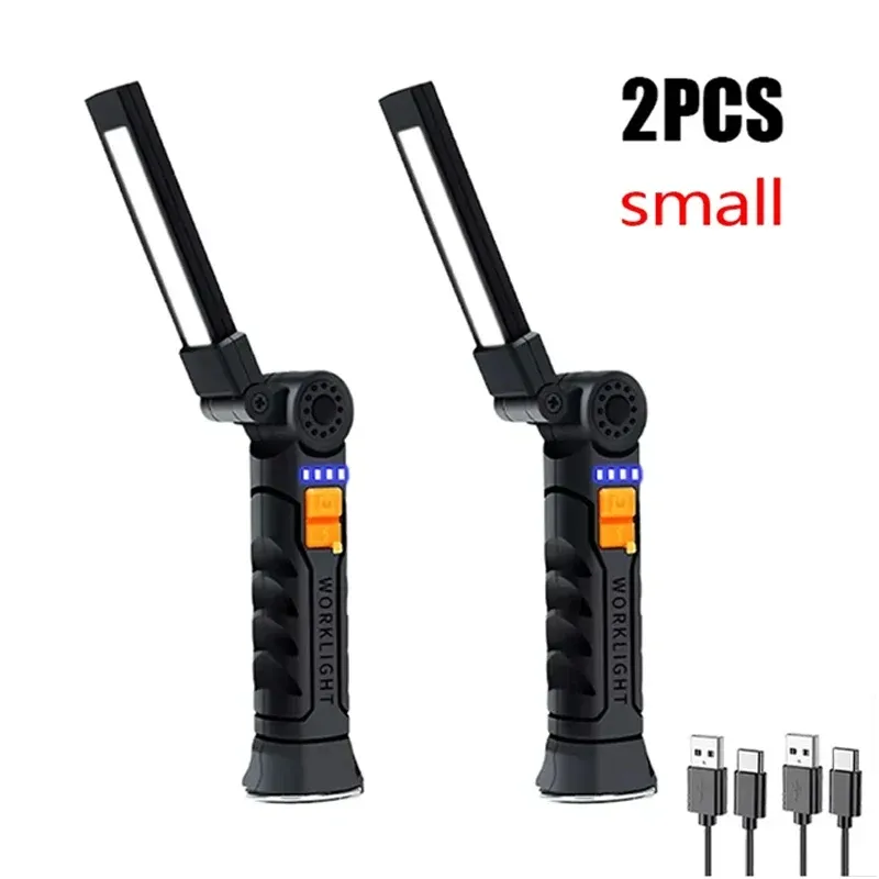 Lampe de poche LED COB portable, lampe de travail rechargeable avec lanterne magnétique, lampe suspendue à batterie intégrée, torche de camping 7