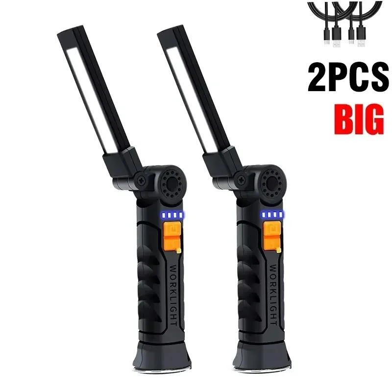 Lampe de poche LED COB portable, lampe de travail rechargeable avec lanterne magnétique, lampe suspendue à batterie intégrée, torche de camping 11