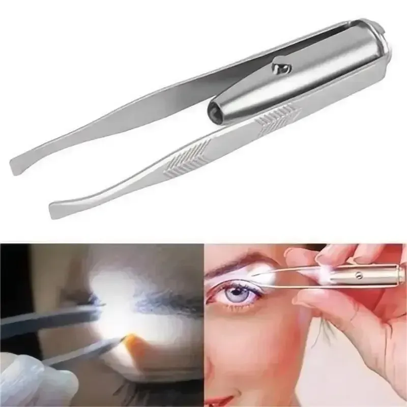 Pince à épiler portable en acier inoxydable avec éclairage LED intelligent