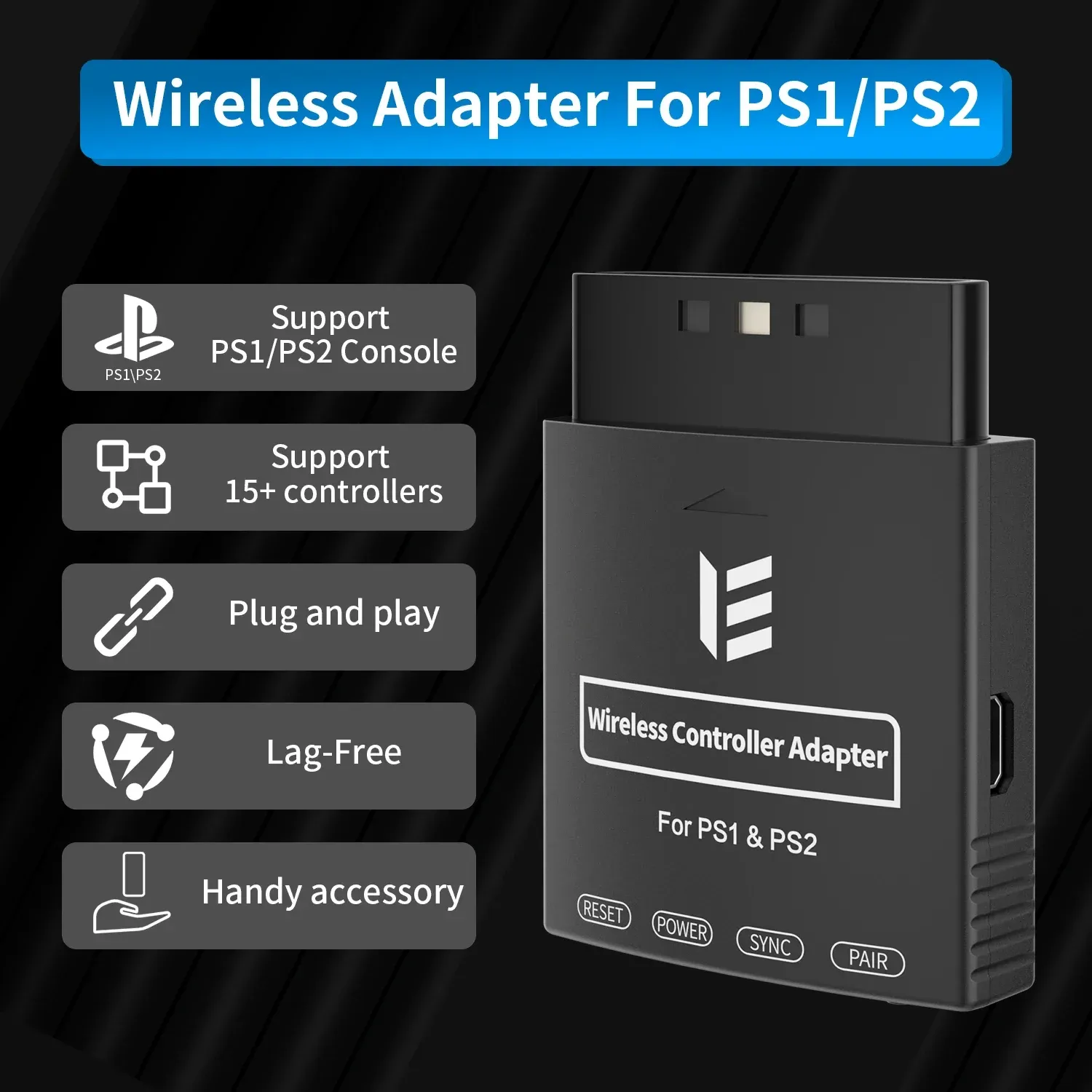 Adaptateur de manette sans fil RGEEK pour consoles PS1 et PS2, compatible PS4, PS5, Switch Pro et Xbox 2