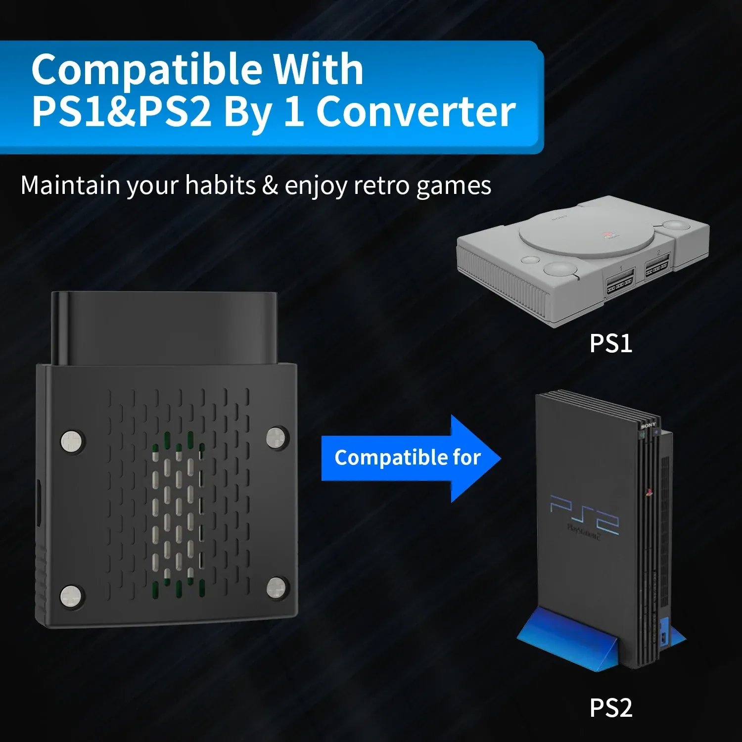 Adaptateur de manette sans fil RGEEK pour consoles PS1 et PS2, compatible PS4, PS5, Switch Pro et Xbox 3