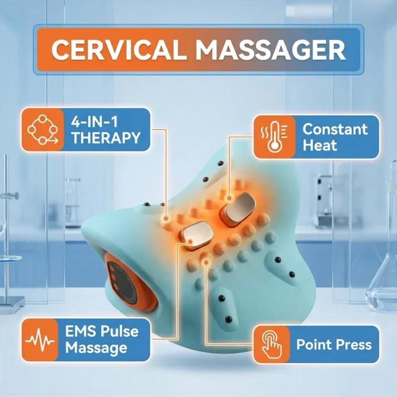 Coussin de massage électrique pour le cou, les épaules et le dos, masseur cervical à pression des doigts, appareil de relaxation à domicile pour soulager les douleurs corporelles 3