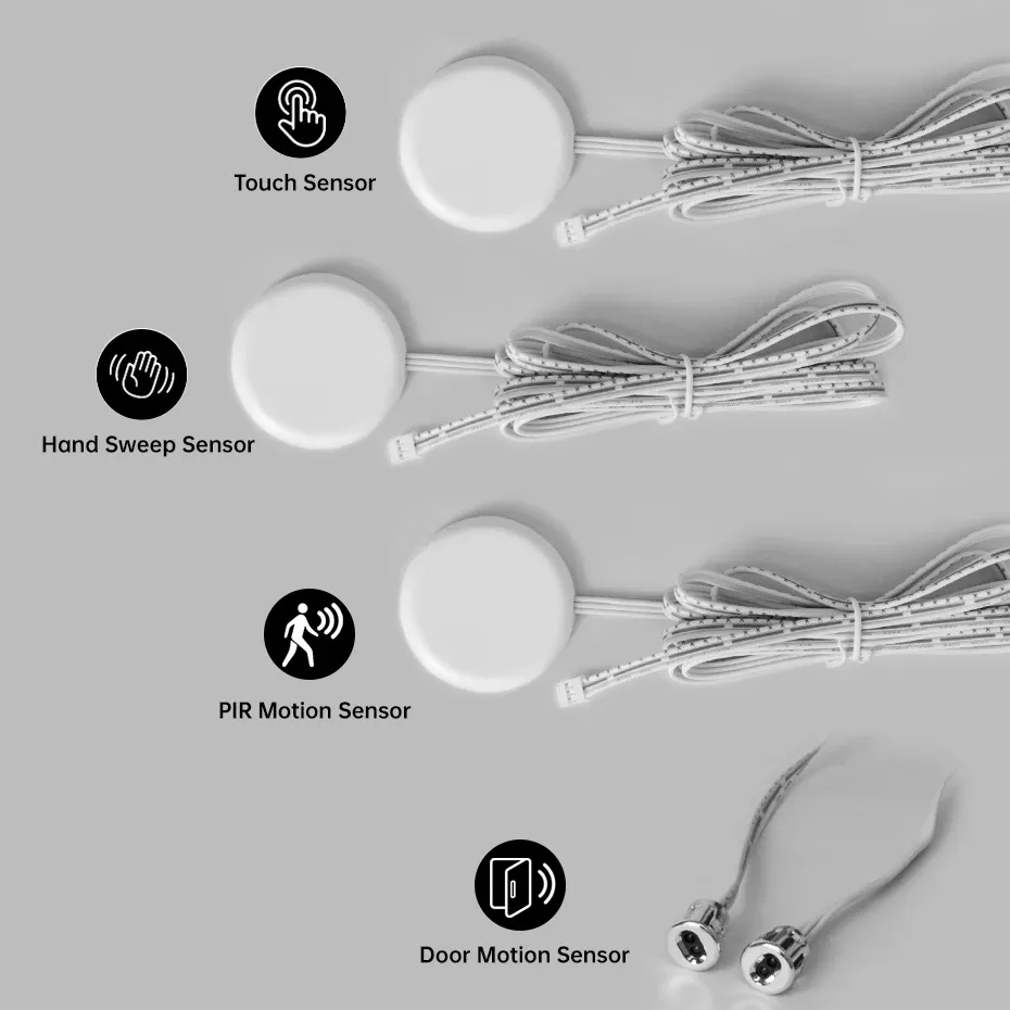Interrupteur tactile et détecteur de mouvement PIR pour bande LED 12 V / 24 V DC, avec capteur de porte double pour armoire, placard, tiroir et étagère - Image 1