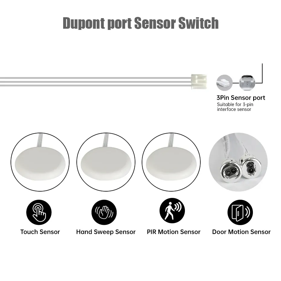 Interrupteur tactile et détecteur de mouvement PIR pour bande LED 12 V / 24 V DC, avec capteur de porte double pour armoire, placard, tiroir et étagère 2
