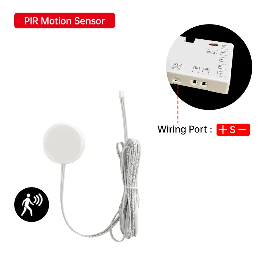Interrupteur tactile et détecteur de mouvement PIR pour bande LED 12 V / 24 V DC, avec capteur de porte double pour armoire, placard, tiroir et étagère 12