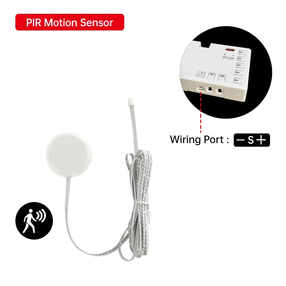 Interrupteur tactile et détecteur de mouvement PIR pour bande LED 12 V / 24 V DC, avec capteur de porte double pour armoire, placard, tiroir et étagère 10