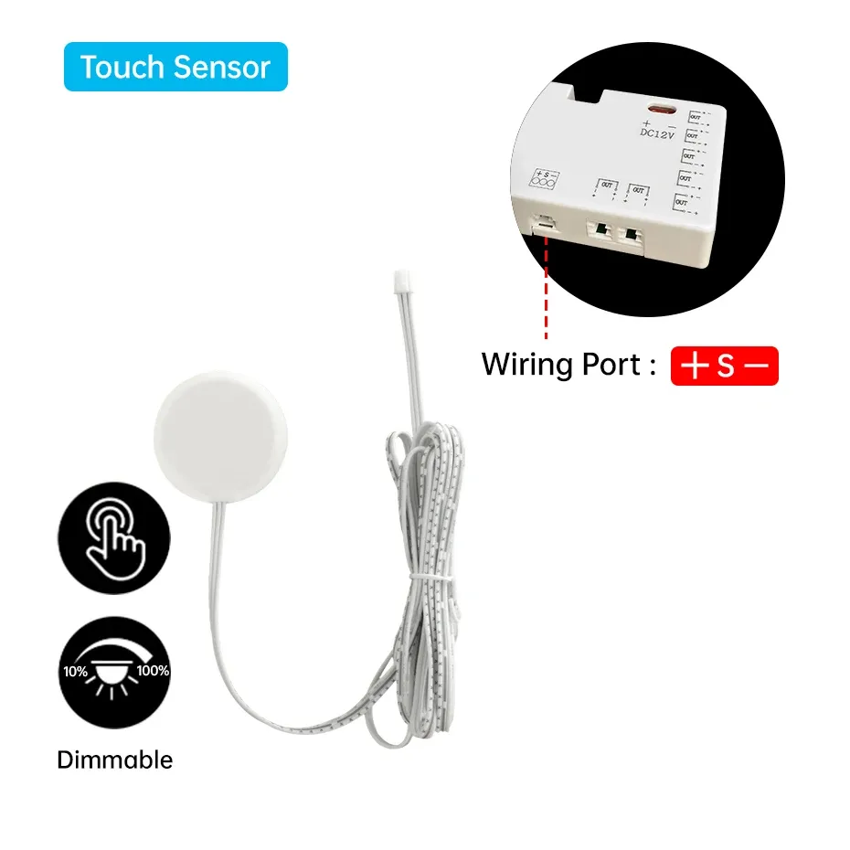 Interrupteur tactile et détecteur de mouvement PIR pour bande LED 12 V / 24 V DC, avec capteur de porte double pour armoire, placard, tiroir et étagère 13