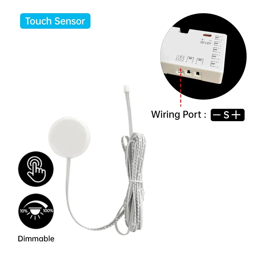 Interrupteur tactile et détecteur de mouvement PIR pour bande LED 12 V / 24 V DC, avec capteur de porte double pour armoire, placard, tiroir et étagère 11