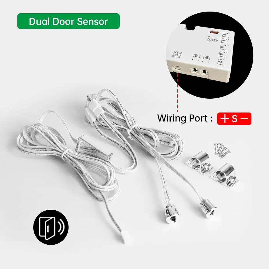 Interrupteur tactile et détecteur de mouvement PIR pour bande LED 12 V / 24 V DC, avec capteur de porte double pour armoire, placard, tiroir et étagère 14